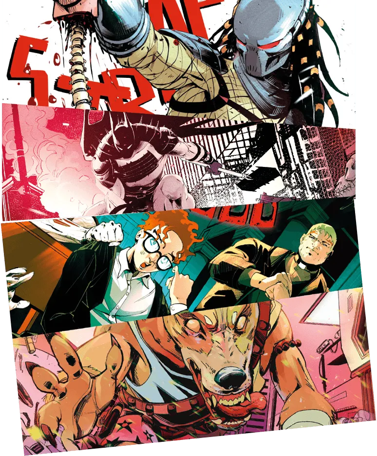 Collage of comic book panels drawn by Dario D’Angelo